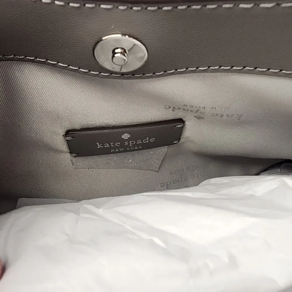NWT KATE SPADE KM141 DUMPLING SMALL SATCHEL SHOULDER BAG GREY SUEDE SILVER